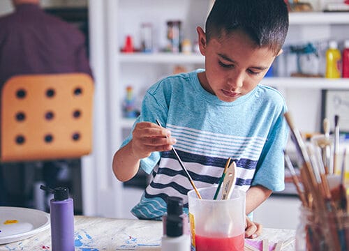 Elementary School student painting image
