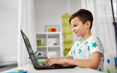 boy using the computer